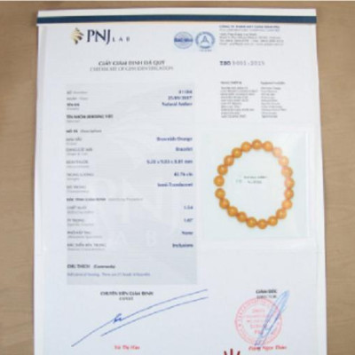 Vòng Hổ Phách Baltic vàng đậm đặc biệt cao cấp, tặng giấy kiểm định