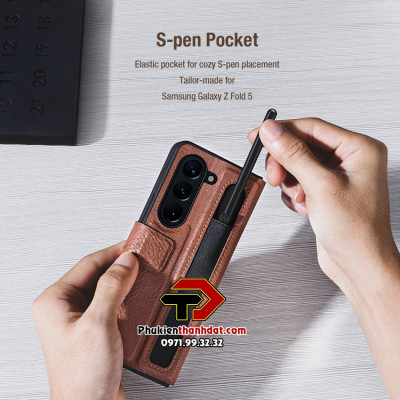 Bao da cho SamSung Galaxy Z Fold6, Z Fold5, Z Fold4, Z Fold3 chính hãng Nillkin Aoge Leather Cover có ngăn để bút, dựng xem film - Hàng nhập khẩu