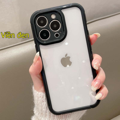 (Có tím)Ốp bảo vệ cam cho iPhone 14 pro max viền da cao cấp - hàng chính hãng