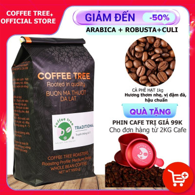 Cà Phê Nguyên Chất - Hạt - Truyền Thống Số 1 - Buôn Mê Thuột - 1Kg - Hương Thơm Nhẹ, Vị đắng Đậm, Hậu Vị Ngọt