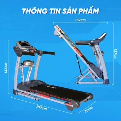 Máy Chạy Bộ Lifesport LS-6, Máy Chạy Bộ Có Tay Cầm Cảm Biến Nhịp Tim, Vùng Chạy Rộng Rãi  Với 7 Lớp Chống Trượt