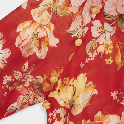 Áo Dài Raglan Linen Hoa Mẫu Đơn thời trang thiết kế Hity ADA014