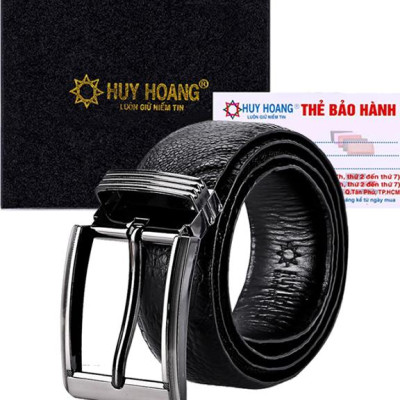 Thắt Lưng Nam Da Đà Điểu Bản Lớn Trơn Đầu Kim Huy Hoàng HT4429 - Đen