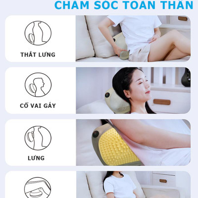 Gối massage hồng ngoại vai cổ lưng Shiatsu OKACHI JP-568