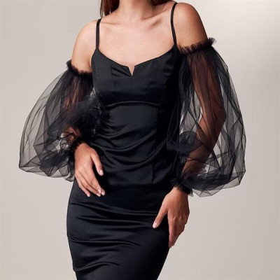 Găng tay chun phồng trơn màu đen mẫu mới t5/2024