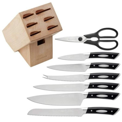 Bộ dao kéo kèm ống cắm gỗ Scanpan Classic 8 chi tiết 92000840, chất liệu thép không gỉ | Hàng chính hãng