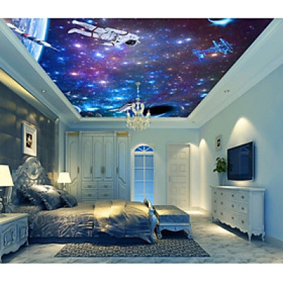 (HCM) Tranh dán tường, dán trần 3d hành tinh, vũ trụ galaxy 1 có sẵn keo,dễ dán(có in theo kích thước yêu cầu)