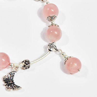 Vòng tay phong thủy đá thạch anh hồng 10mm mệnh hỏa , thổ - Ngọc Quý Gemstones