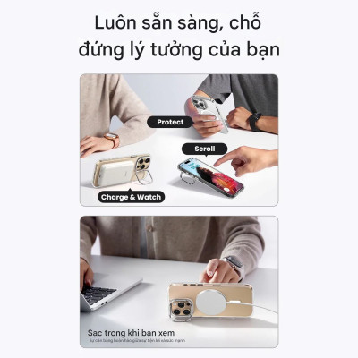 Ốp lưng trong suốt Baseus Crystal Magnetic Case with Camera Ring Stand cho iP (Hàng chính hãng)