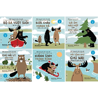 Combo 6Q Bộ Ehon Song Ngữ Miền Hoang Dã: Hãy Sống Như Chú Nai + Giáng Sinh Trong Rừng + Chú Hải Li Bận Rộn + Cái Ôm Hào Hiệp Của Chú Gấu + Bộ Ba Vượt Suối + Bước Chân Hoang Dã