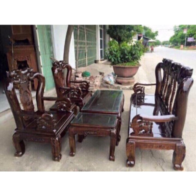 Bộ ghế quốc đào gỗ tràm tay 10