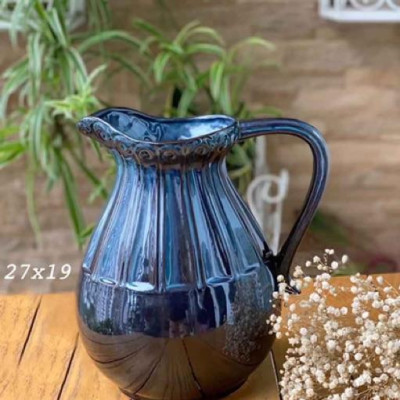 Lọ hoa dáng bình sữa cao 27cm gốm sứ Bát Tràng cao cấp men hoả biến kính