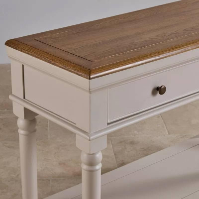 Bàn Console 2 Ngăn Kéo Shay Gỗ Sồi Ibie LTO2SHAO - Trắng (110 x 42 cm)