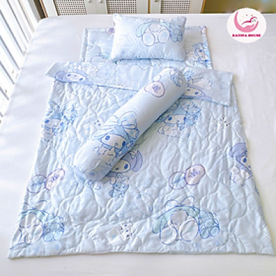 Combo 4 món Chăn gối nệm cho bé đi học Katina House, vải Tencel mềm mát, thấm hút tốt