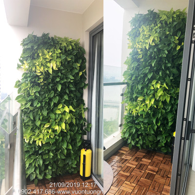 Chậu Trang Trí Cây Ban Công Đứng Vertical nhập khẩu Minigarden Bồ Đào Nha KÈM giải pháp Tưới Nhỏ Giọt Bán tự động dù ban công KHÔNG có vòi cấp nước (gồm 8 tầng Module + 1 Tray nước + Bộ tưới)