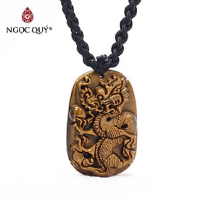 Mặt dây chuyền hình rồng thạch anh mắt hổ 43x28mm mệnh thổ, kim - Ngọc Quý Gemstones