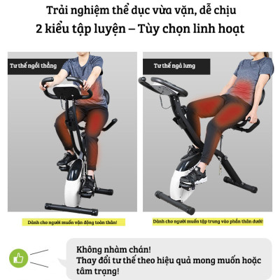 Xe đạp thể thao tại nhà gấp gọn 10 cấp độ kháng lực cảm biến nhịp tim hoạt động êm ái tải trọng 120kg