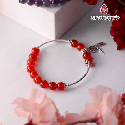 Vòng tay hạt đá thiên nhiên phối charm bạc dreamcatcher - Ngọc Quý