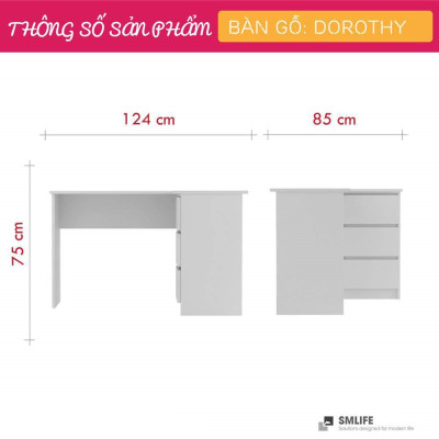 Bàn vi tính chữ L bằng gỗ công nghiệp MDF SMLIFE Dorothy