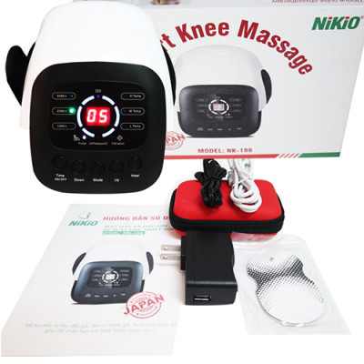 Máy Massage Đầu Gối Nikio NK-186 - Công Nghệ Rung, Túi Khí Xoa Bóp Nhẹ Nhàng Giúp Khớp Gối Thư Giãn, Giảm Đau Nhức - Kết Hợp Miếng Dán Xung Điện Matxa Giãn Cơ, Giảm Đau Nhức Toàn Thân - Dòng Pin Sạc