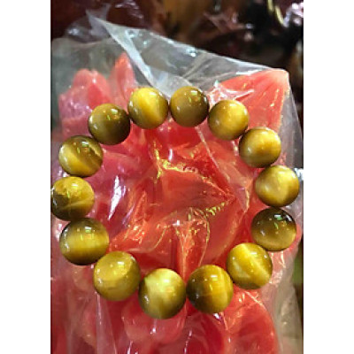 VÒNG 14mm ĐÁ MẮT HỔ VÀNG NÂU ĐẸP NAM MỆNH THỔ KIM  THUỶ ĐÁ TỰ NHIÊN