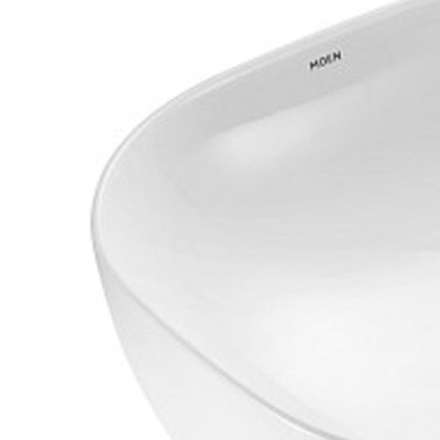 Chậu lavabo, chậu rửa mặt đặt bàn sứ trắng, hình vuông bo tròn, độ bền cao, hàng nhập khẩu Moen BC9903-142
