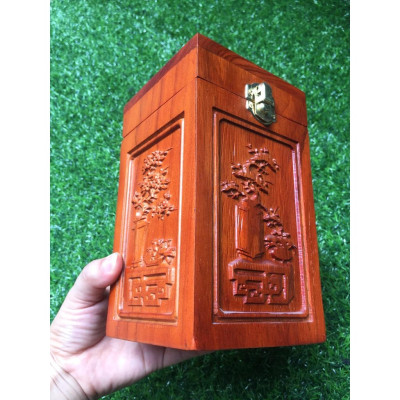 Hộp đựng trà đục tứ quý gỗ hương cao cấp