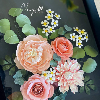 Tranh hoa giấy handmade trang trí cao cấp  SNAPSHOT Secret Garden 30x40cm - Maypaperflower Hoa giấy nghệ thuật