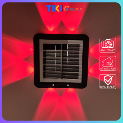 Đèn ốp tường hắt tường 4 đầu 8 tia năng lượng mặt trời HT08-RGB