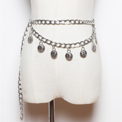 Dây xích thắt lưng nam nữ chuỗi titan đồng xu cổ