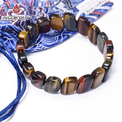 Vòng đá thạch anh mắt hổ tam tài bản 10.5x13.5mm - Ngọc Quý Gemstones