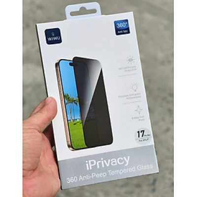 Kính cường lực chống nhìn trộm 4 chiều cho iPhone 17 Pro Max / 17 Pro / 17 Air / 17 hiệu WI WU Privace 360 - Hàng chính hãng