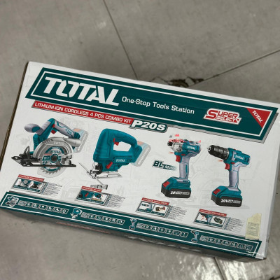 BỘ COMBO 4 MÁY GỒM CƯA ĐĨA TRÒN , CƯA LỌNG , SIẾT VÍT VÀ KHOAN DÙNG PIN LITHIUM 20V (2 pin 4Ah và 1 sạc) TOTAL TCKLI20104 - HÀNG CHÍNH HÃNG