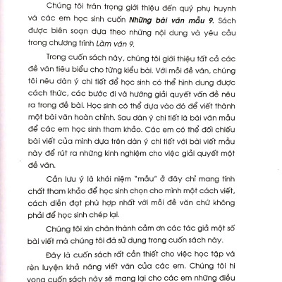Sách - Những Bài Văn Mẫu 9 (Theo Chương Trình Giáo Dục Phổ Thông Mới)