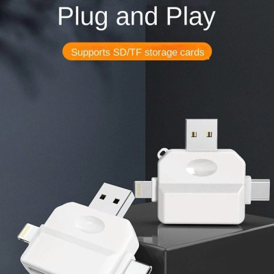 Đầu đọc thẻ nhớ SD, TF đa năng 3in1 Type c, L, USB dùng cho điện thoại, laptop, máy ảnh - Hàng nhập khẩu