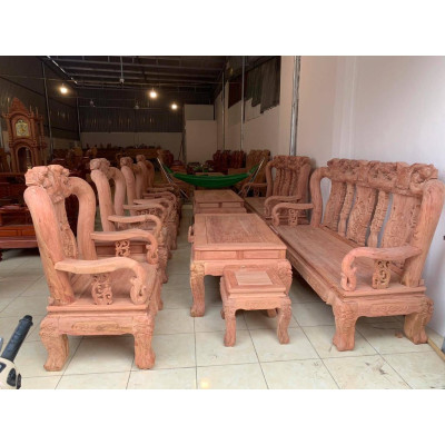 bộ bàn ghế quốc đào tay 12 gỗ hương đá nam phi