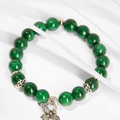 Vòng tay đá cẩm thạch sơn thủy charm Ong bạc Ngọc Quý Gemstones