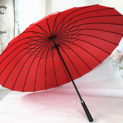 Ô đi mưa cán dài 24 nan chống lật, dù đi mưa đi nắng cán dài chống uv