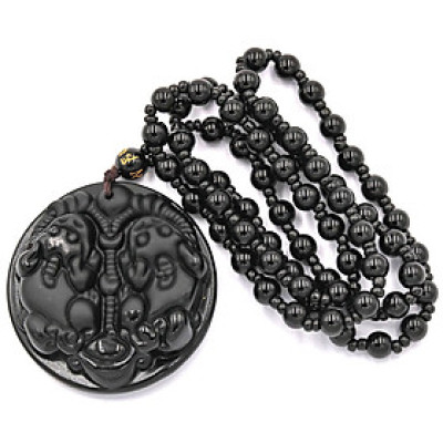 Vòng cổ Tỳ hưu đôi đá thạch anh đen DTHD7 