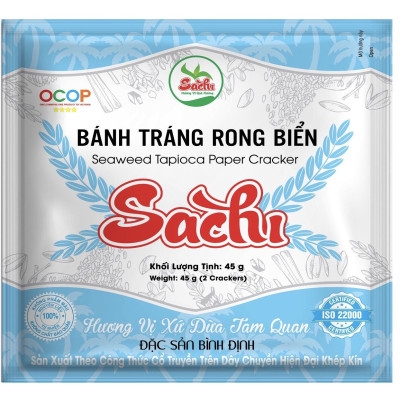Thùng 50 Gói Loại 45Gram, Bánh Tráng Rong Biển Cao Cấp Nướng Sẵn Sachi