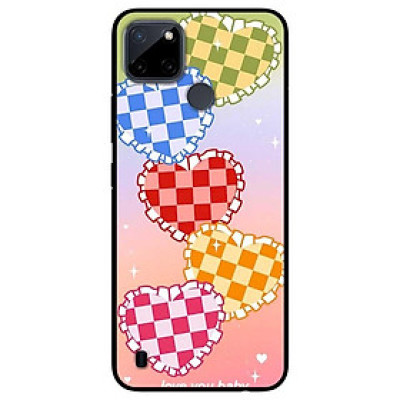 Ốp lưng dành cho Realme C21Y - Realme C25Y mẫu Tim ô Vuông