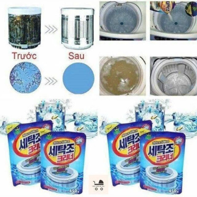 Bột vệ sinh máy giặt - tẩy lồng máy giặt - viên tẩy máy giặt phù hợp cửa đứng, cửa ngang Hàn Quốc Làm Sạch