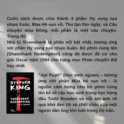 Sách - Nhà Tù Shawshank - Stephen King - The New York Times Best Seller - 1980 Books