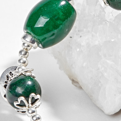 Vòng Đá Cẩm Thạch Sơn Thủy Phối Lu Thống & Charm Hoa Sen 10mm Ngọc Quý Gemstones