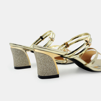 Giày cao gót nữ đẹp đế vuông 5 phân hàng hiệu rosata hai màu đồng bạc thời trang cao cấp ro539