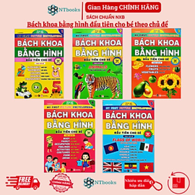 Sách - 5 cuốn Bách Khoa Bằng Hình Đầu Tiên Cho Bé Theo Chủ Đề - Song ngữ Anh Việt - Quét mã QR nghe đọc