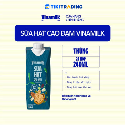 Thùng 24 hộp sữa hạt cao đạm ít đường Vinamilk 240ml