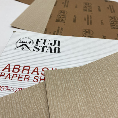 (1 Tờ) Giấy Nhám Khô FujiStar Màu Hồng Nhật Bản AA180-240-320-400-600 Loại Bỏ Hoàn Toàn Vết Xước Nhỏ, Lớp Sơn Cũ, Đánh Bóng Bề Mặt