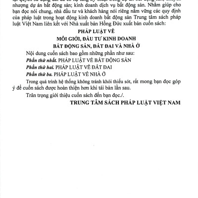 Pháp Luật Về Môi Giới, Đầu Tư Kinh Doanh Bất Động Sản, Đất Đai Và Nhà Ở