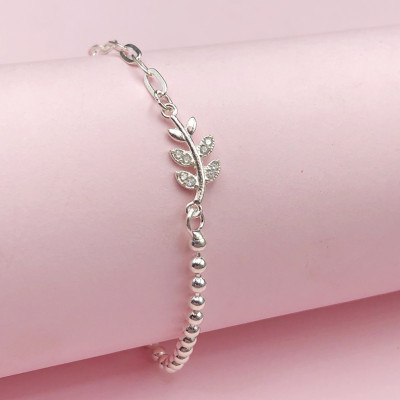 Vòng Tay, Lắc Tay Lá Đính Đá Bạc Hiểu Minh LTU584